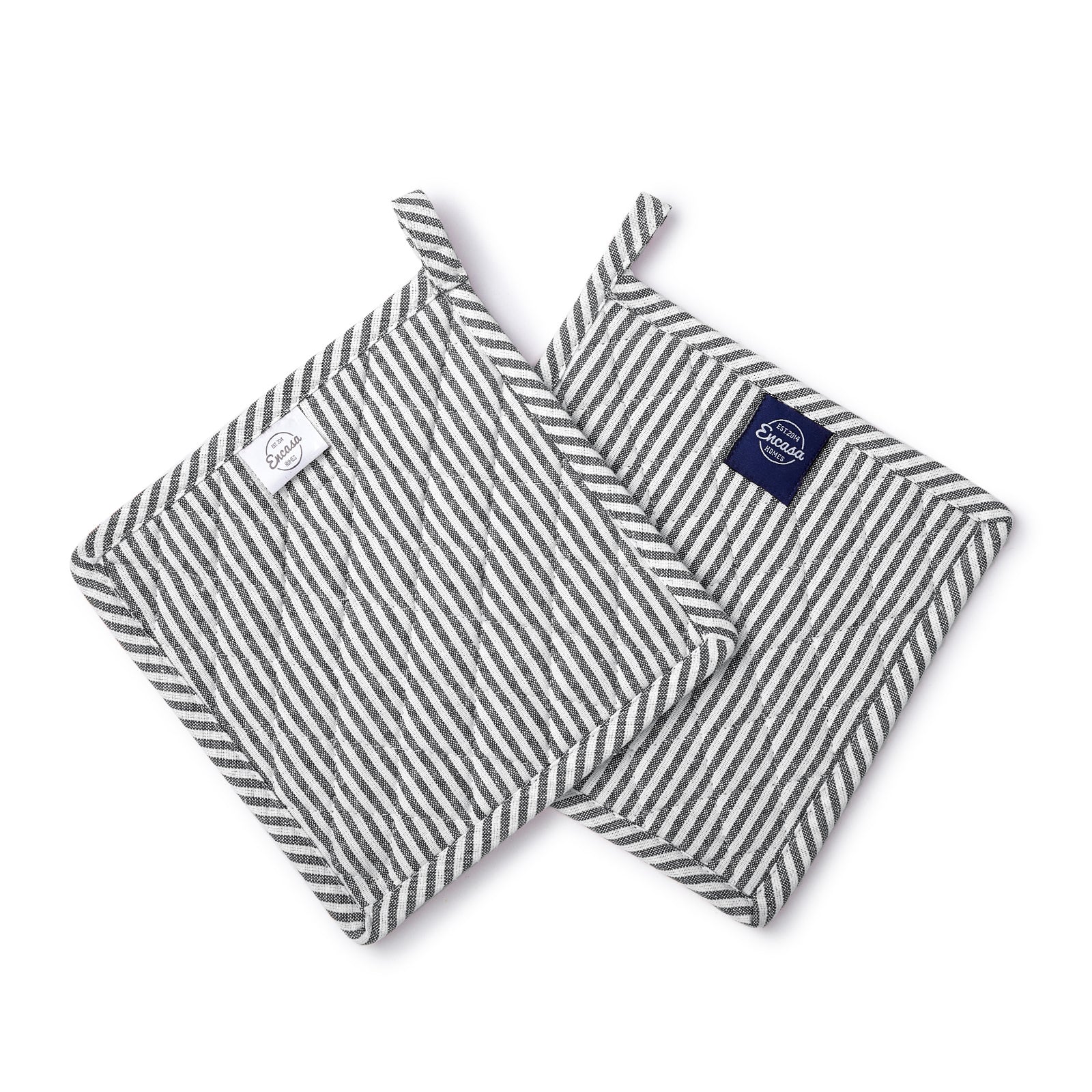 Cotton Ticking Black Pot Holders (Pack of 2)