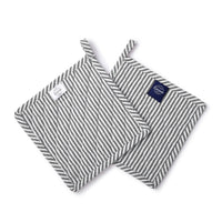 Cotton Ticking Black Pot Holders (Pack of 2)