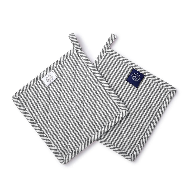 Cotton Ticking Black Pot Holders (Pack of 2)