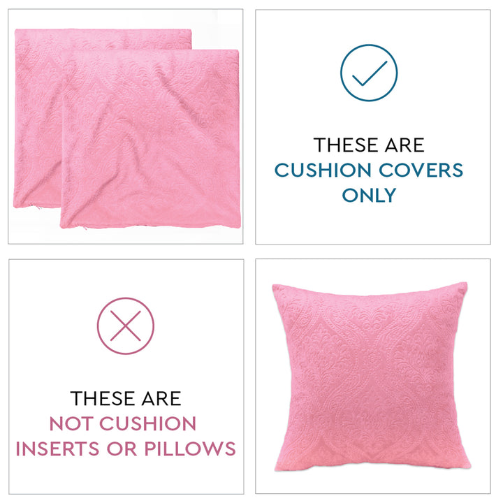 Embossed Velvet Pink Cushion Cover (Pack of 2)