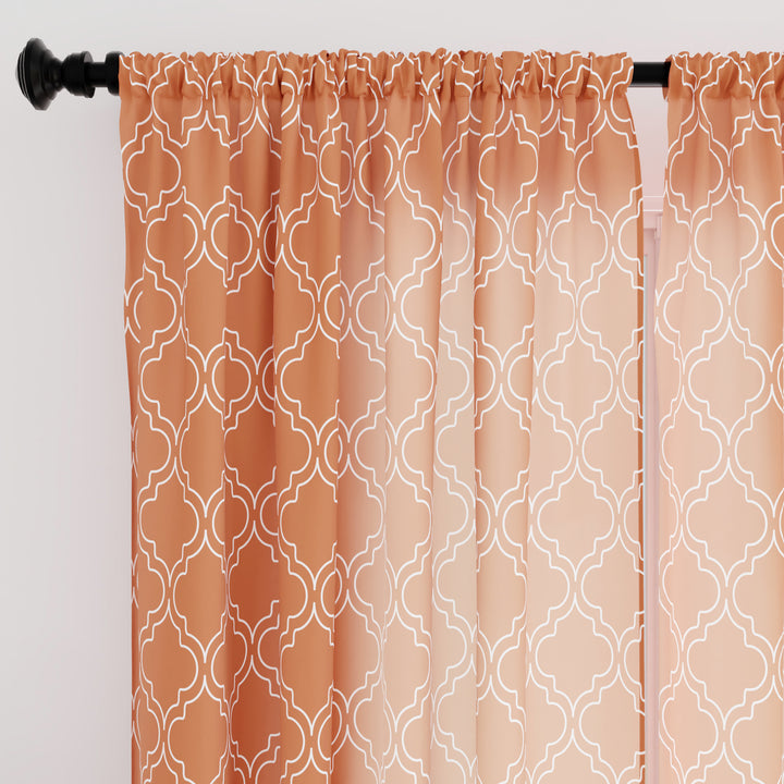 Polyester Trellis Copper Curtain (Pack of 2)