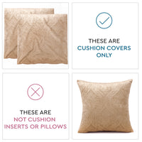 Embossed Velvet Beige Cushion Cover (Pack of 2)