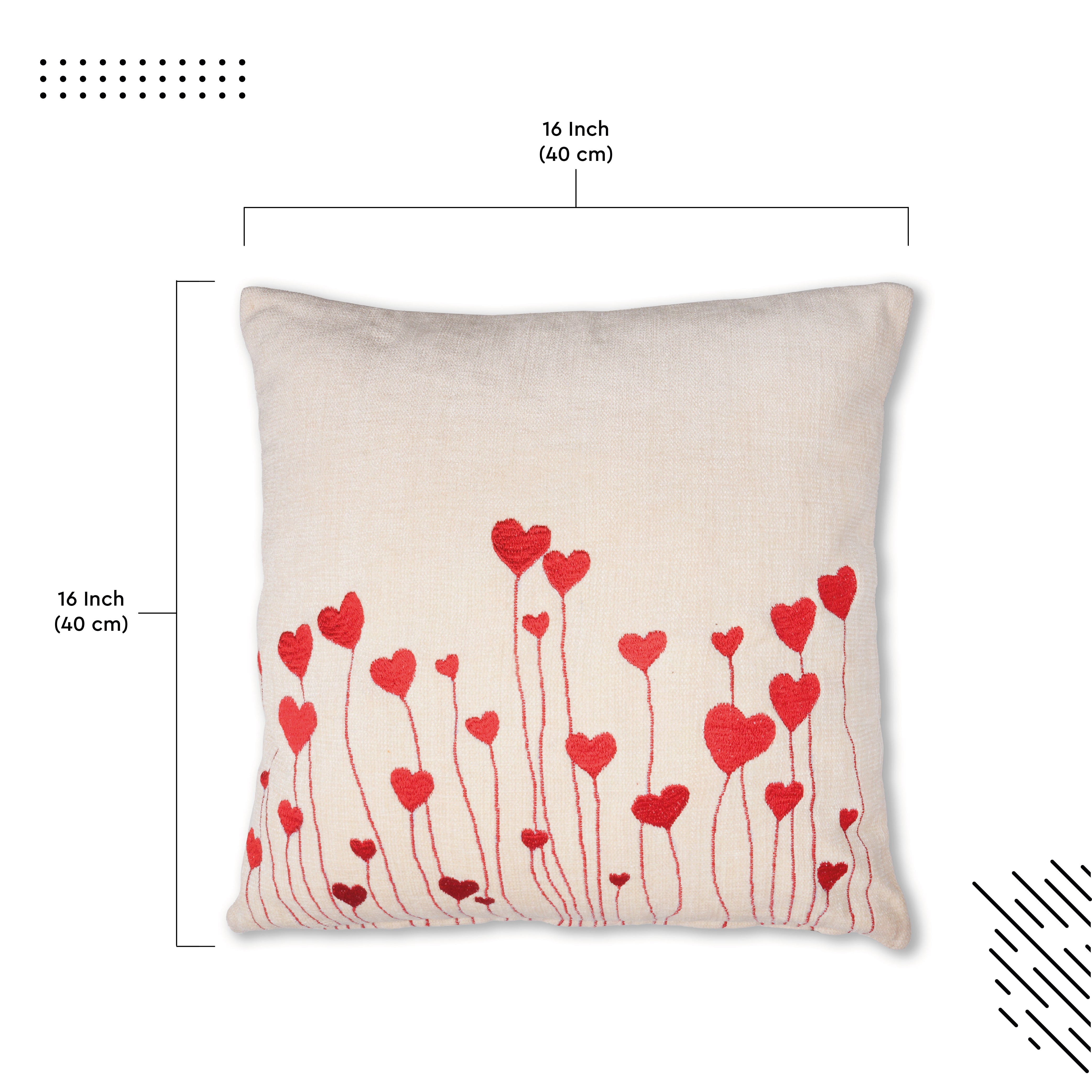 White Heart- Red Cushion Cover