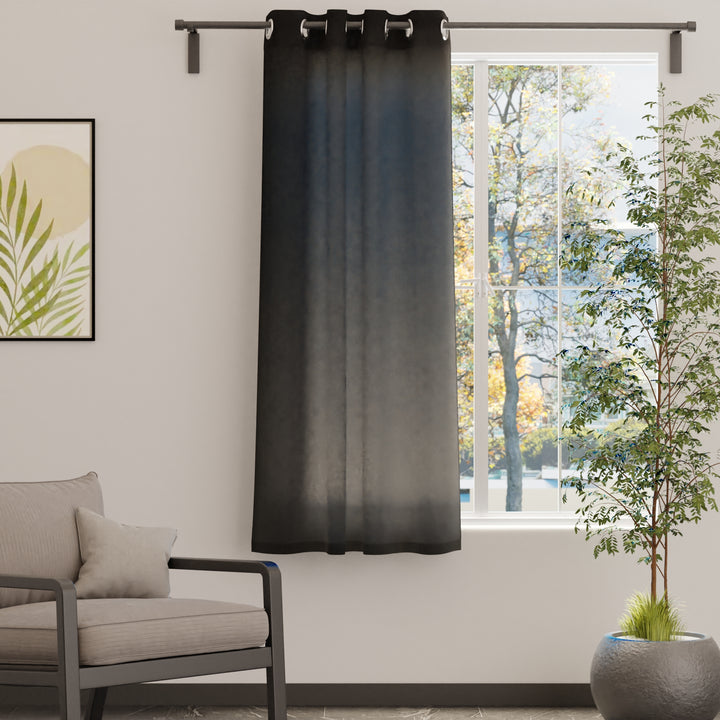 Canvas Jet Black Curtain (Pack of 1)