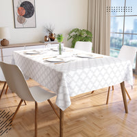 Cotton White Tiles Table Cloth (Pack of 1)