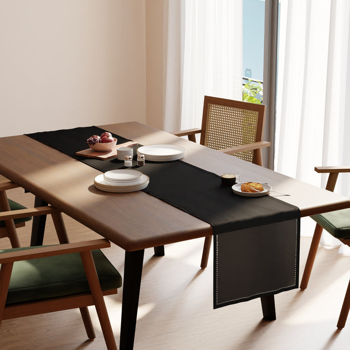 Cotton Black Table Runner (Pack of 1)