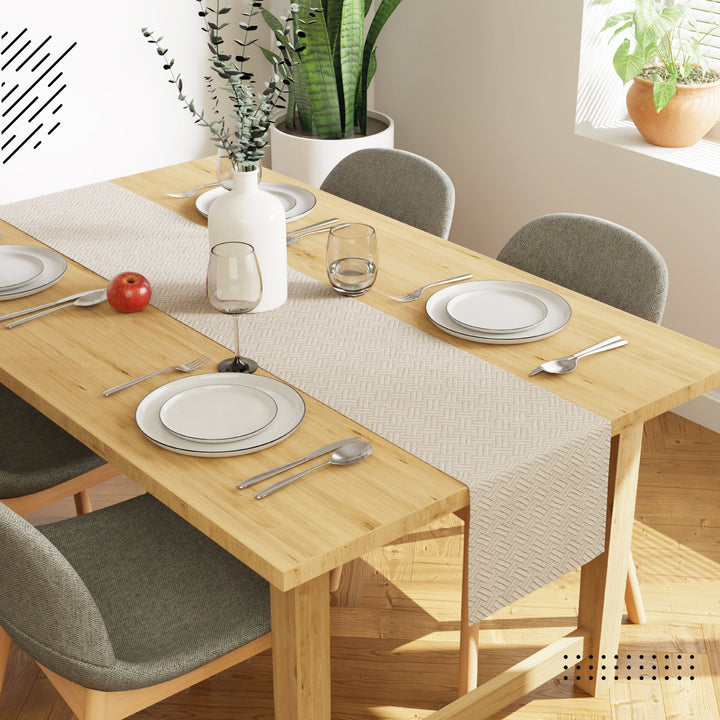 Quilted Velvet Beige Table Runner