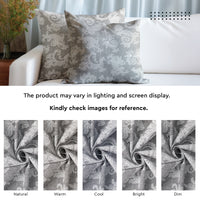 Chambray Cotton Floral Grey Cushion Cover (Pack of 2)