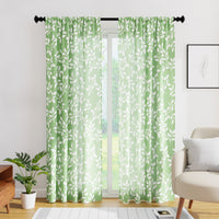 Polyester Reverse Leaf Green Curtain (Pack of 2)