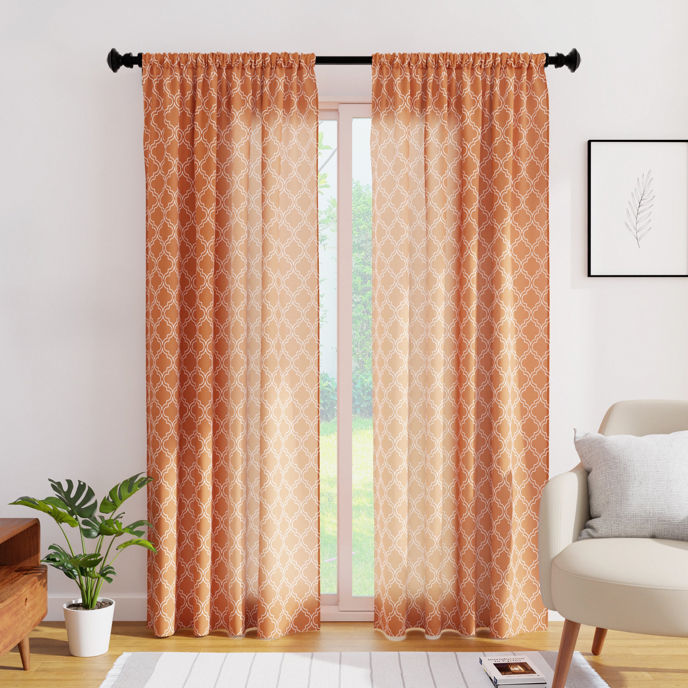 Polyester Trellis Copper Curtain (Pack of 2)