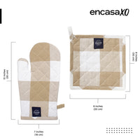 Cotton Buffalo Beige Checks Oven Glove & Pot Holder