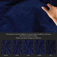 Embossed Velvet Navy Blue Fabric