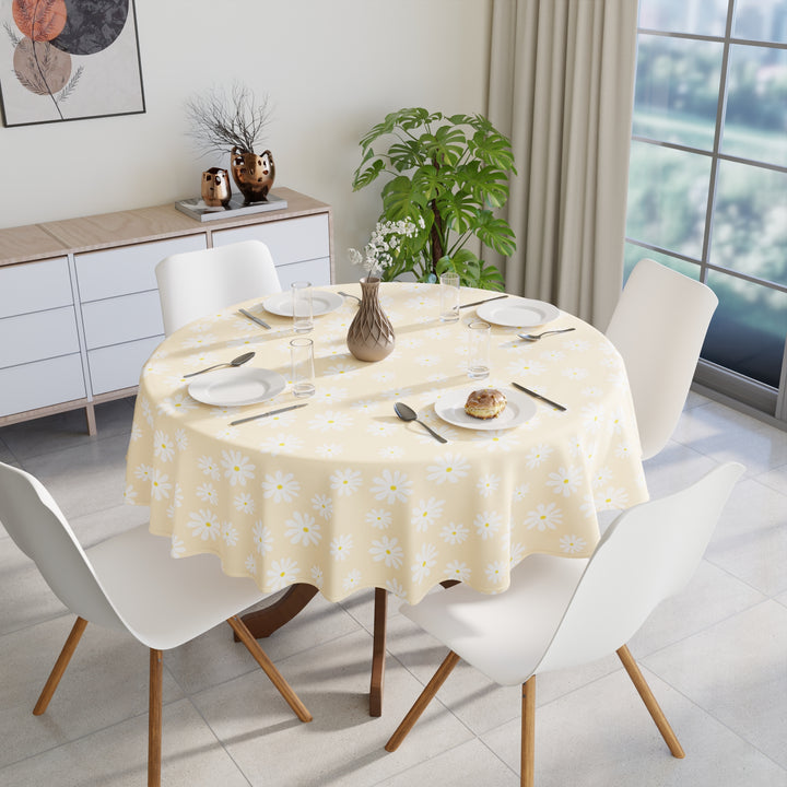 Cotton Daisy Beige Table Cloth (Pack of 1)