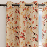 Blackout Polyester L1 Orange Curtain (Pack of 2)