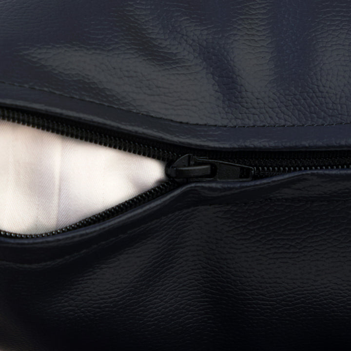 PVC Leather Navy Blue Stitch Cushion Cover (Pack of 2)