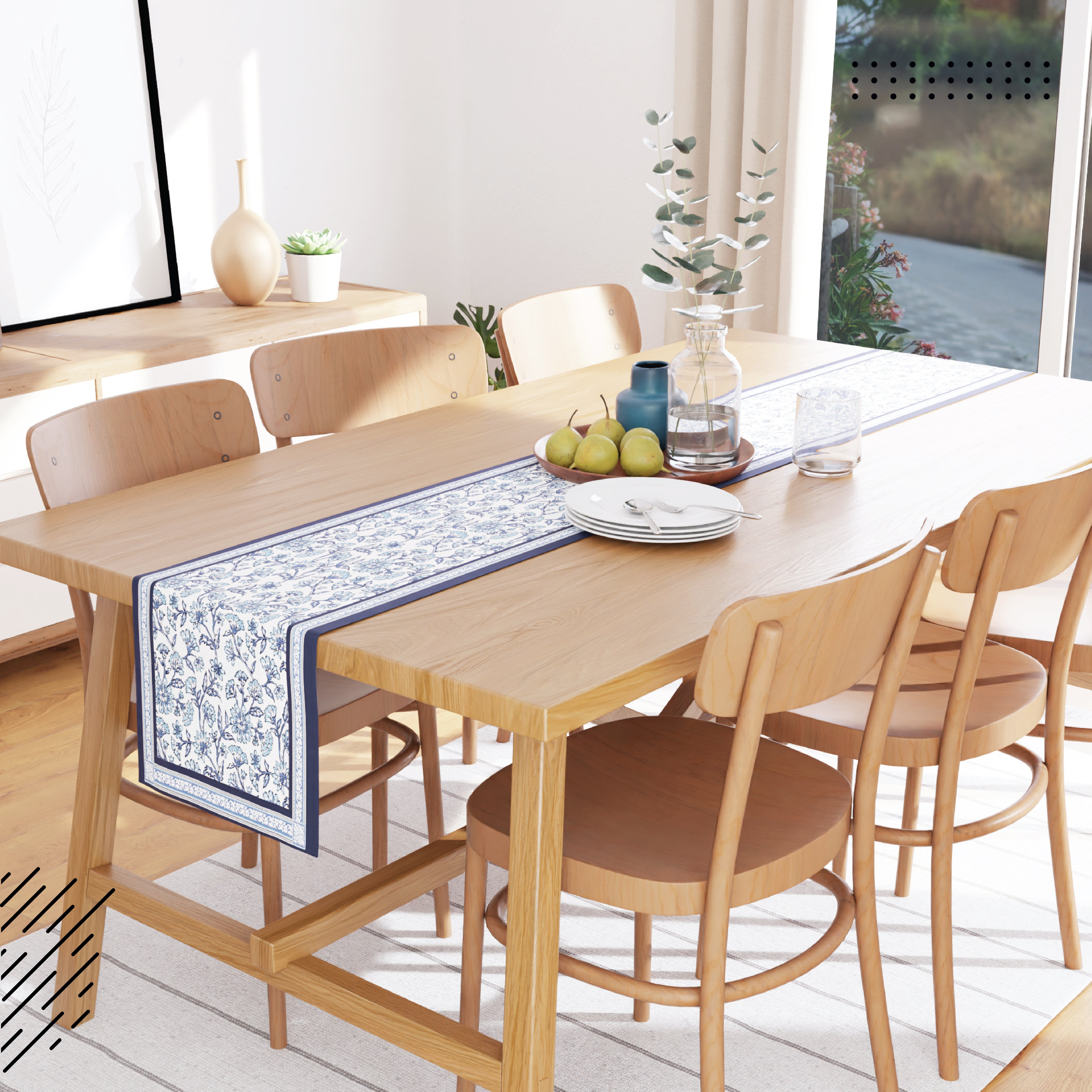 Cotton Indigo-02 Table Runner (Pack of 1)