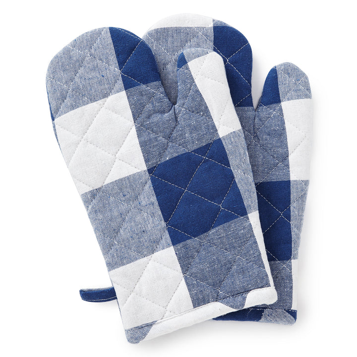 Cotton Buffalo Blue Checks Oven Gloves (Pack of 2)