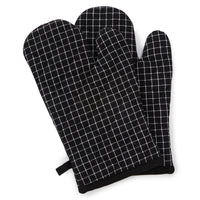 Cotton Butcher Checks Black Oven Gloves (Pack of 2)