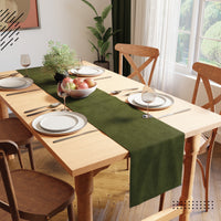 Chenille Moss green Table Runner