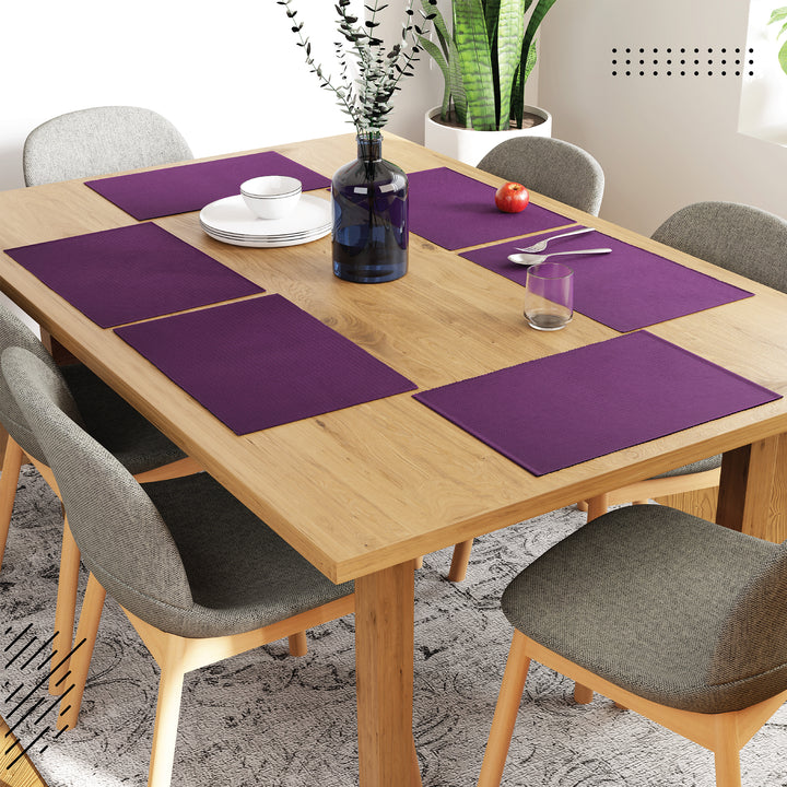 Ribbed Cotton Purple Placemat (Pack of 6)