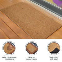 Coir Door Mats for Home Entrance Thick Anti-slip Welcome Doormat with PVC Back | Ideal for Indoor, Outdoor, Patio, Home and Office | Durable and Easy to Clean