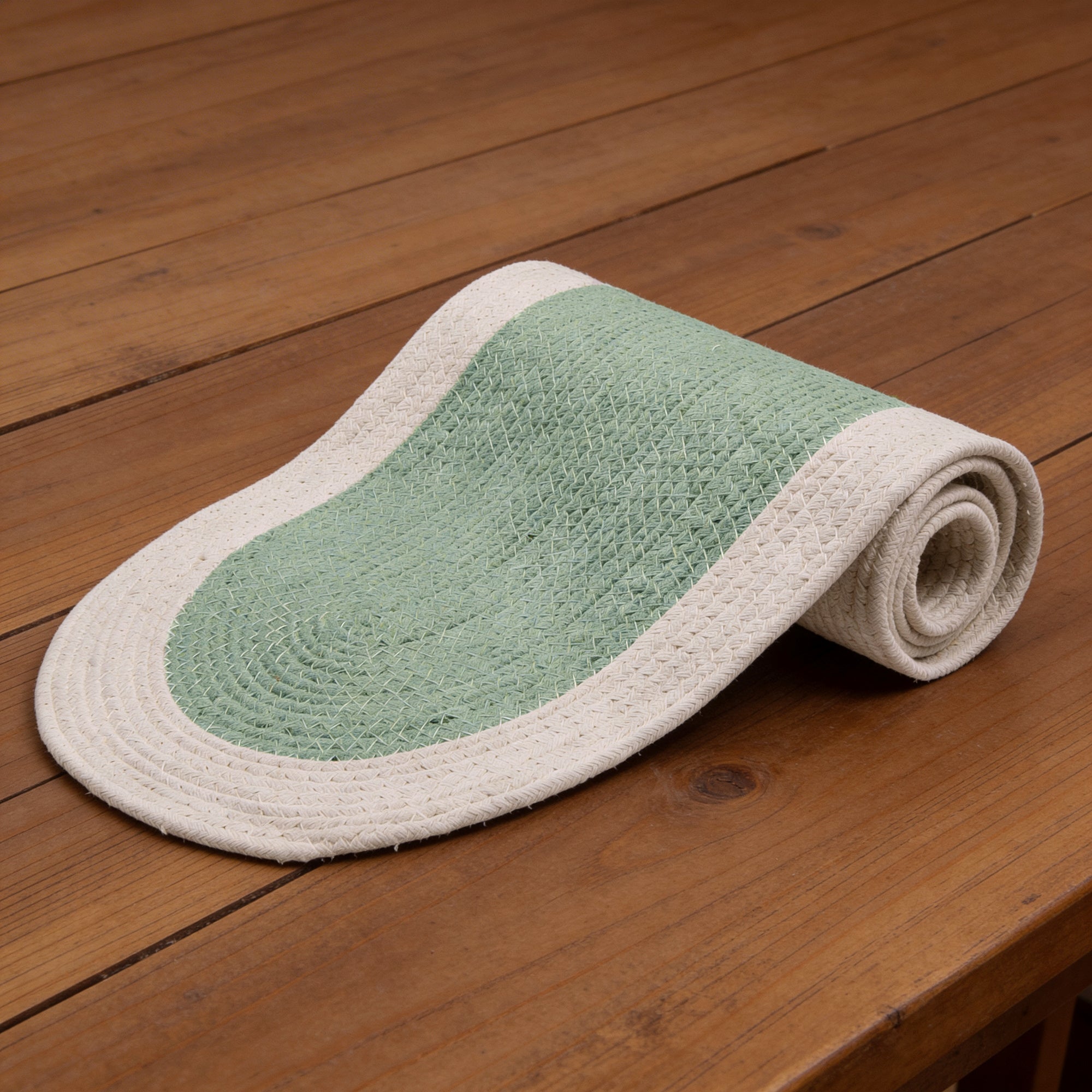 Cotton Sage & Off White Table Runner (Pack of 1)