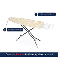 20s Sheeting Daisy Beige Ironing Board Cover (Pack of 1)