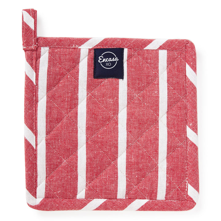 Cotton Roma Red Stripes Pot Holders (Pack of 2)