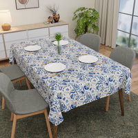 Polyester Chintz Blue Table Cloth (Pack of 1)