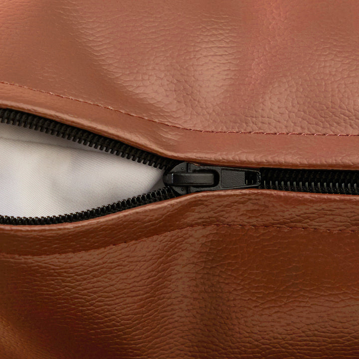 PVC Leather Tan Cushion Cover (Pack of 2)
