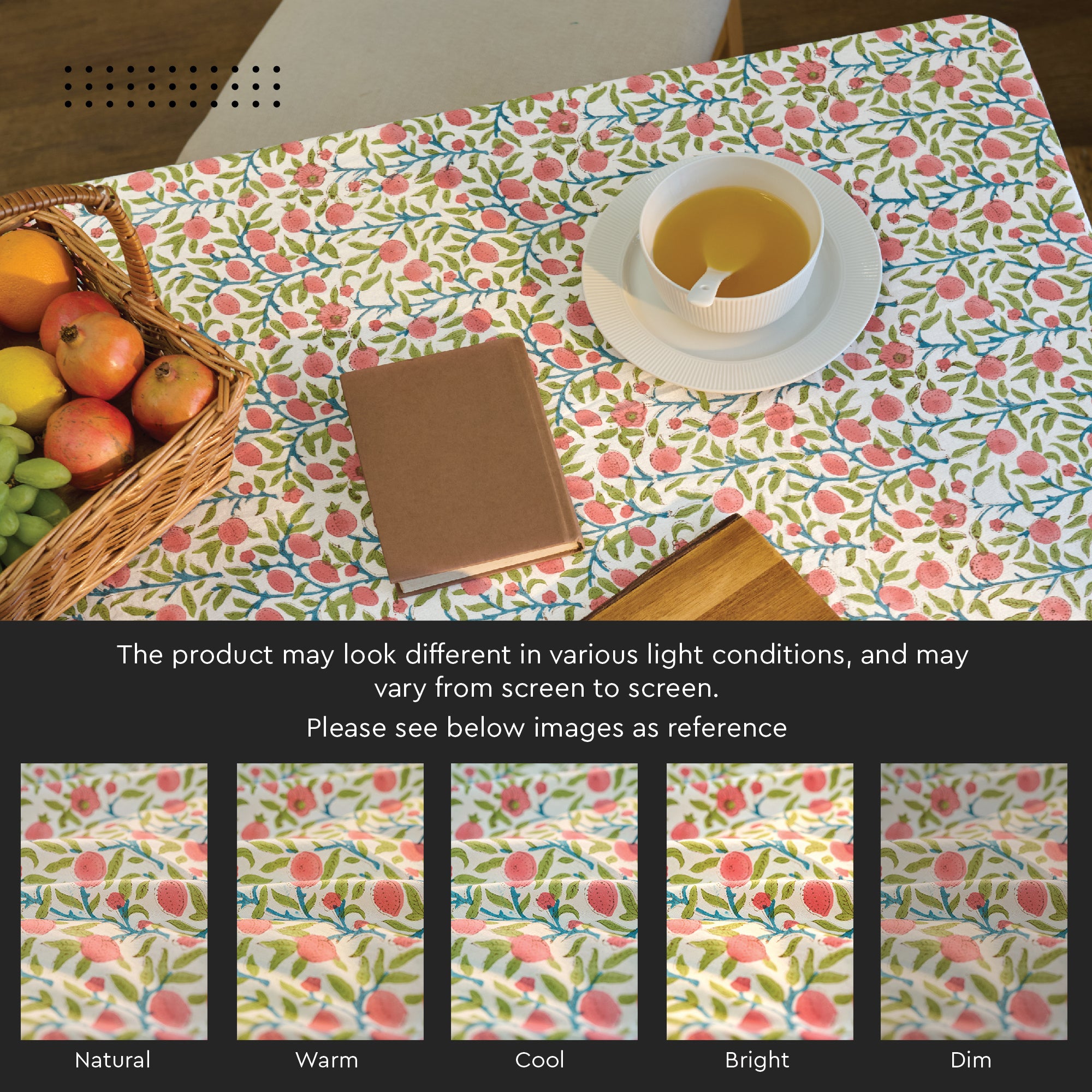 Jaipuri Hand block Print Cotton Pink Tablecloth