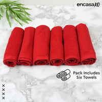 Cotton Red Bath Towel (Pack of 6)