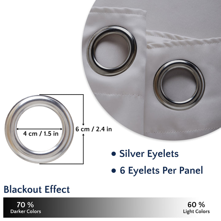 Blackout Grey White Curtain (Pack of 2)