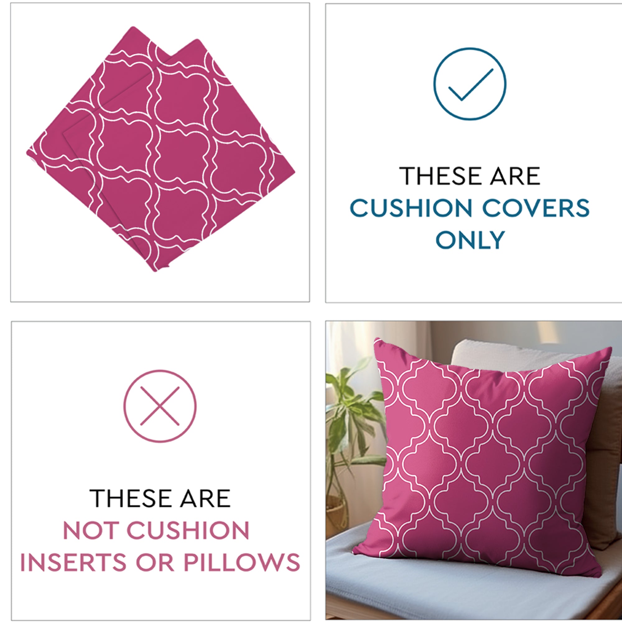 Micro Hot Pink Trellis Cushion Cover