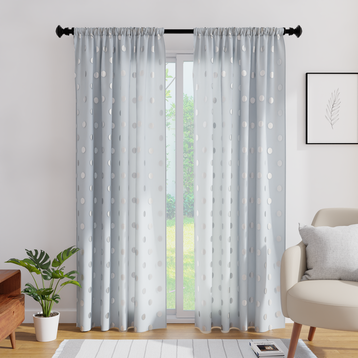 Polyester Dollar Grey Curtain (Pack of 2)