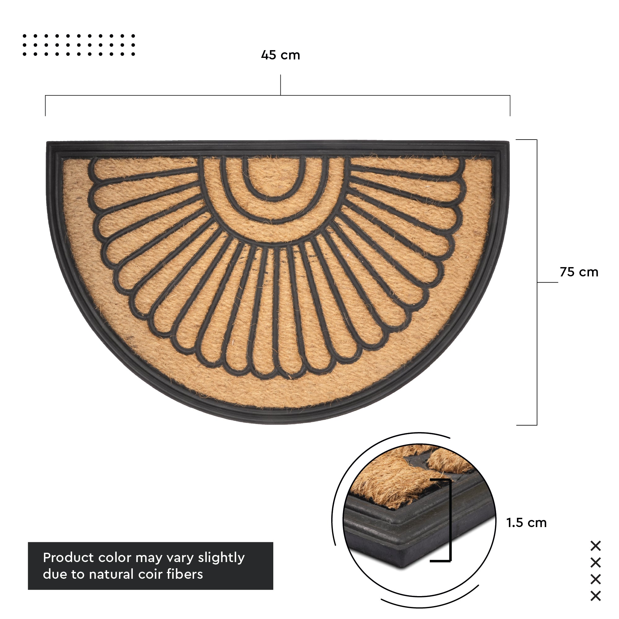 Coir Half Round Sunrise Door Mat (Pack of 1)