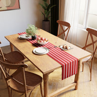 Cotton Roma Red Stripes Table Runner (Pack of 1)