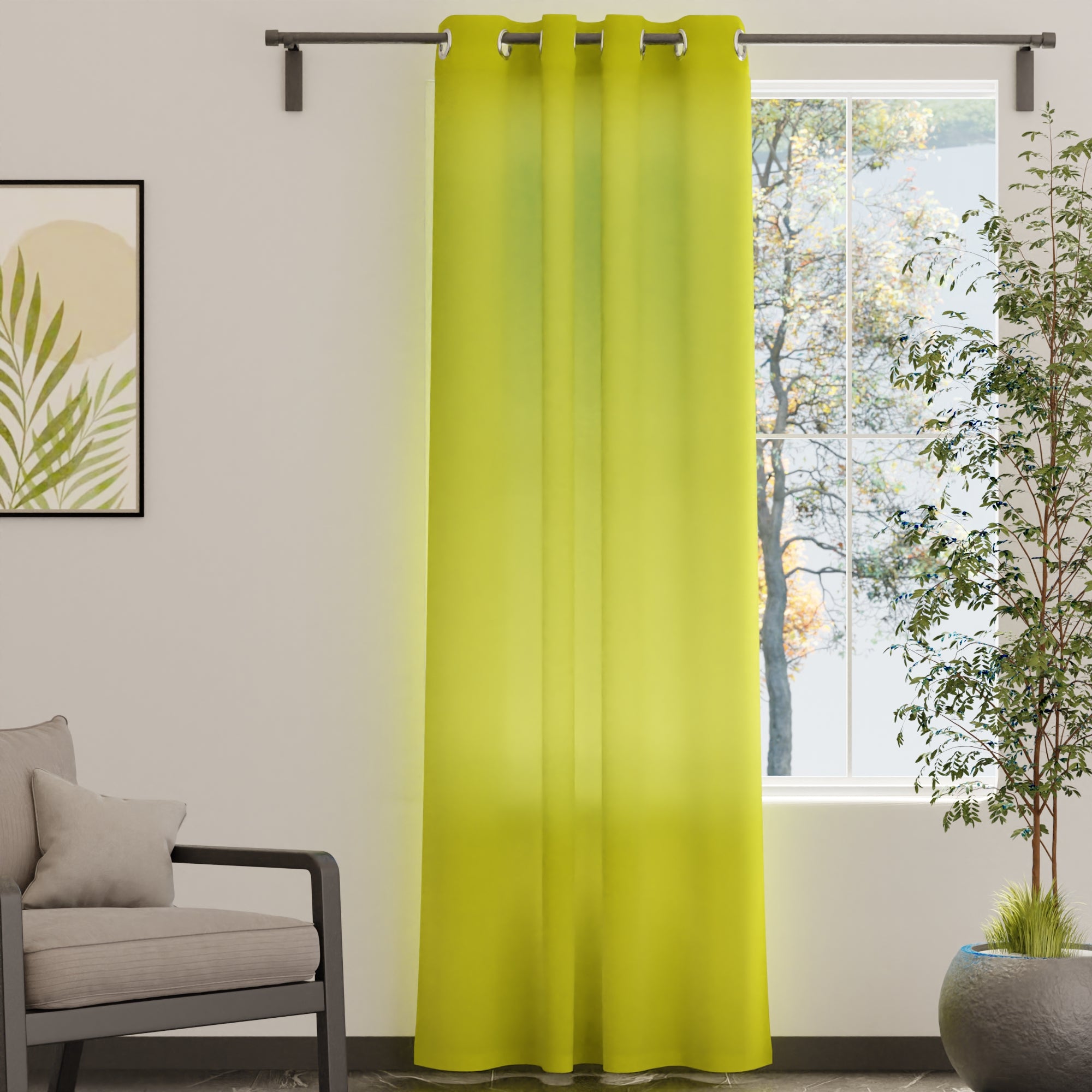 Canvas Lime Green Curtain (Pack of 1)