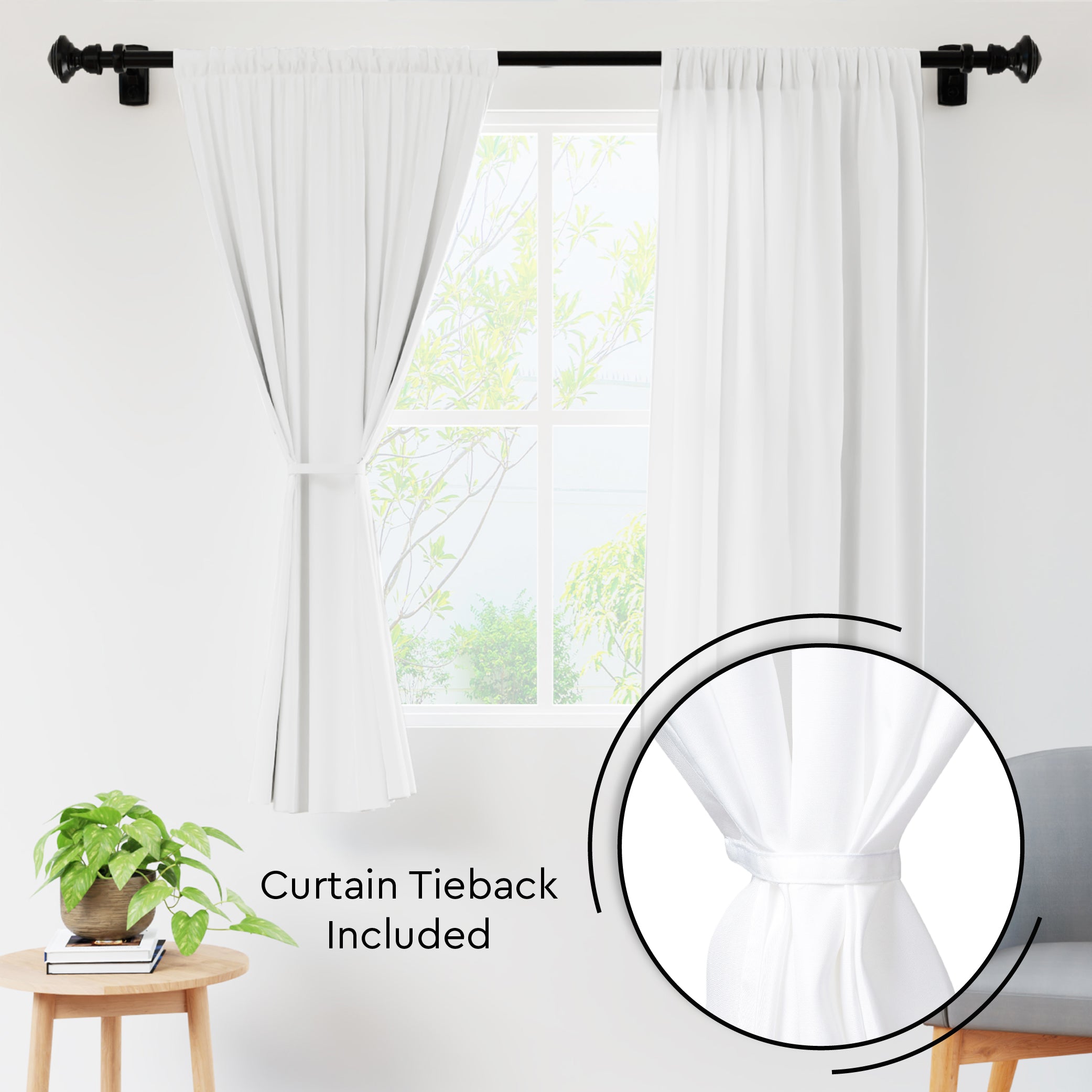 Micro White Poly Curtain (Pack of 2)