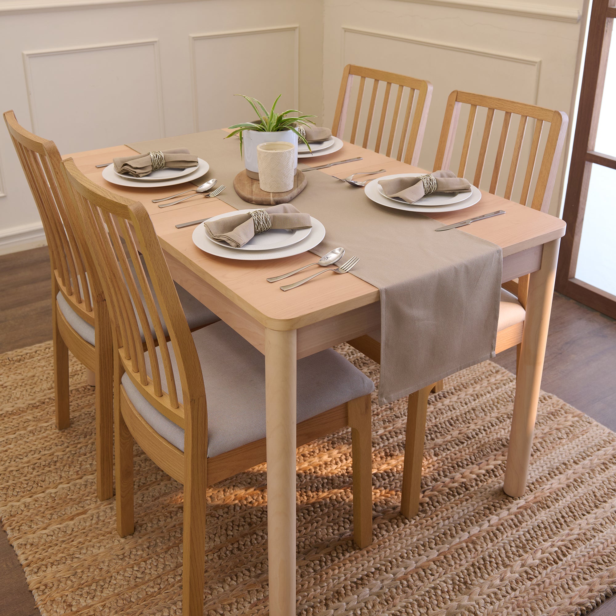 Cotton Taupe Table Runner (Pack of 1)