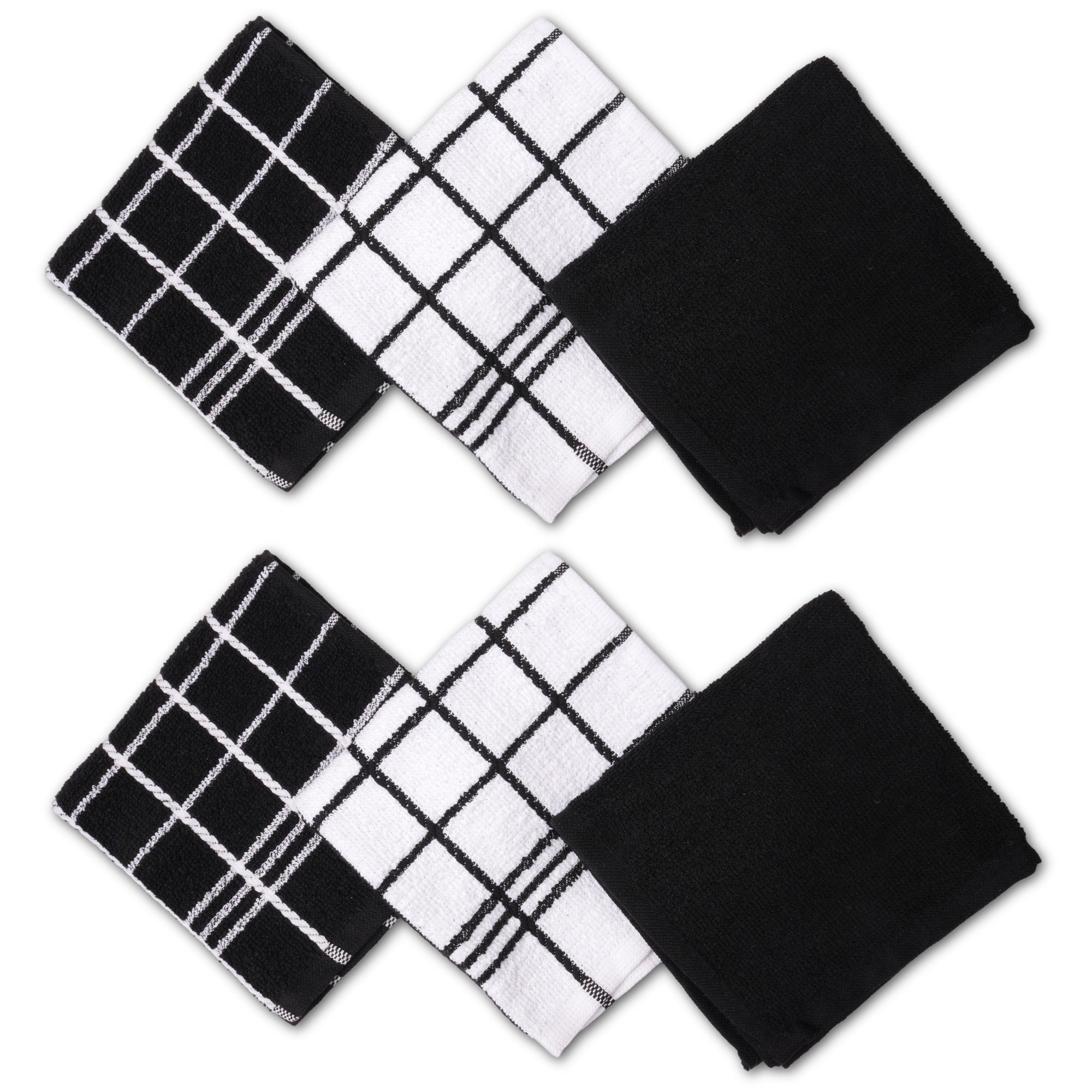 Cotton Terry Black Dish Towel (Pack of 6)