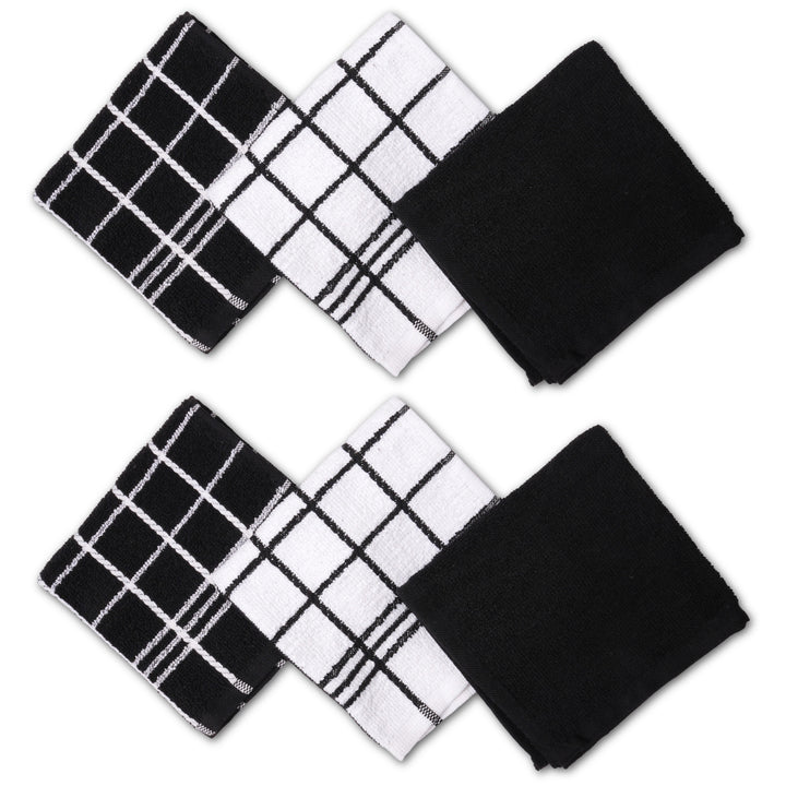 Cotton Terry Black Dish Towel (Pack of 6)