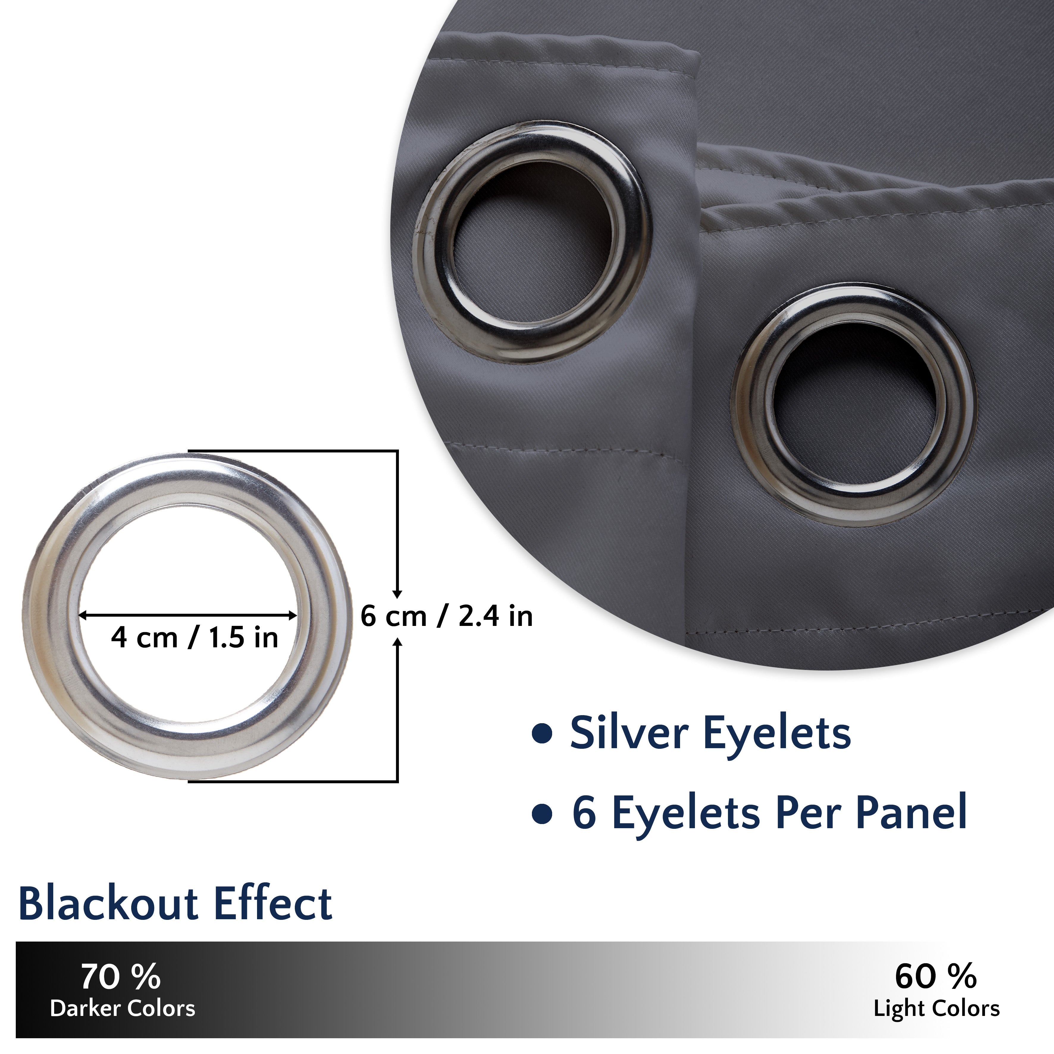 Blackout Medium Grey Curtain (Pack of 2)