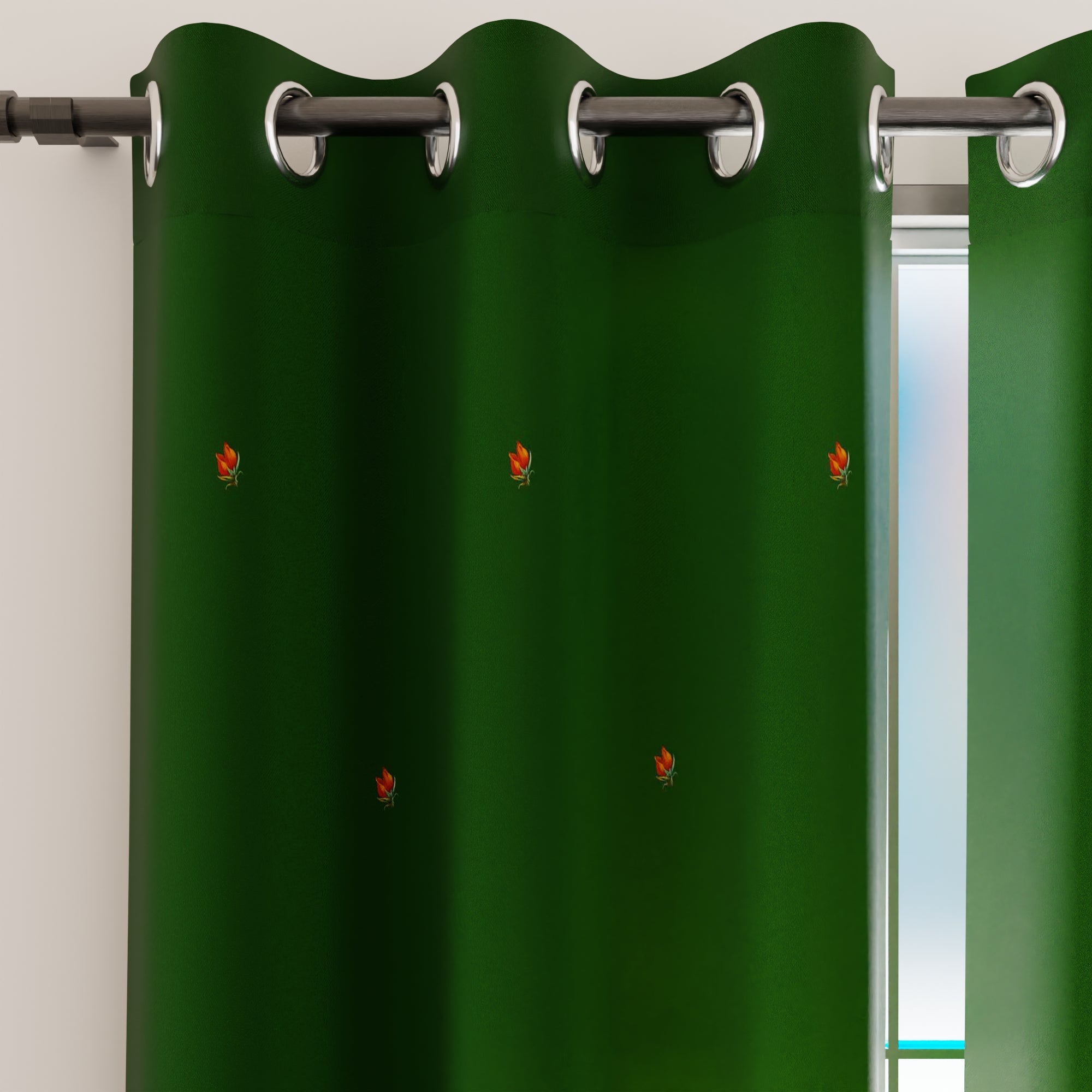 Blackout J2 Green Curtain (Pack of 2)