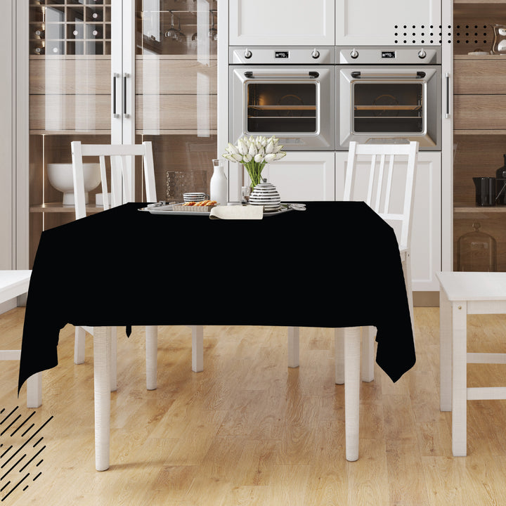 Cotton Jet Black Table Cloth (Pack of 1)