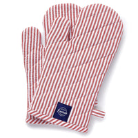 Cotton Ticking Red Oven Gloves (Pack of 2)