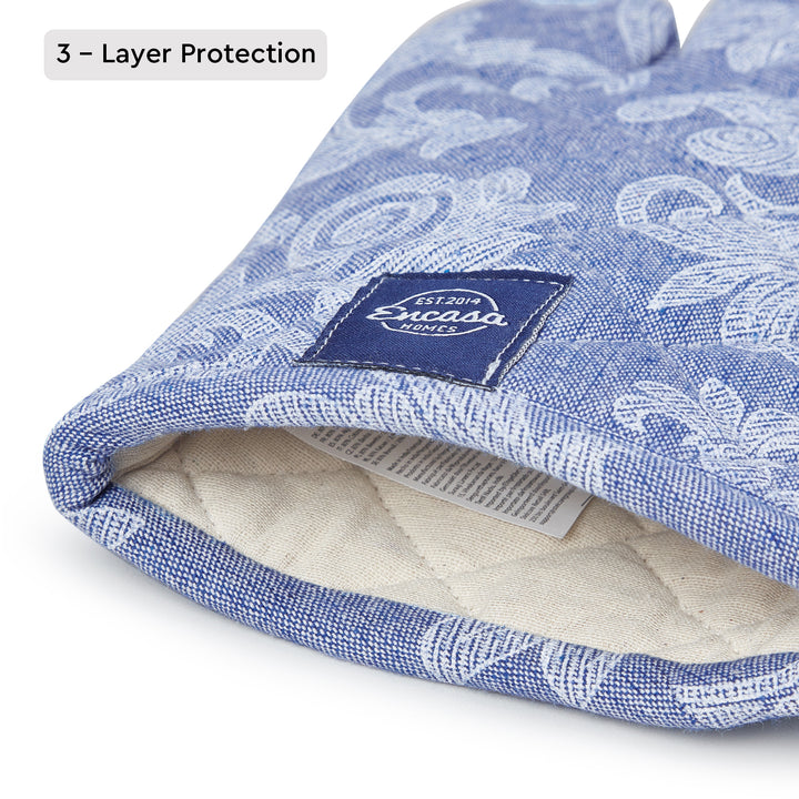 Cotton Blue Oven Gloves (Pack of 2)