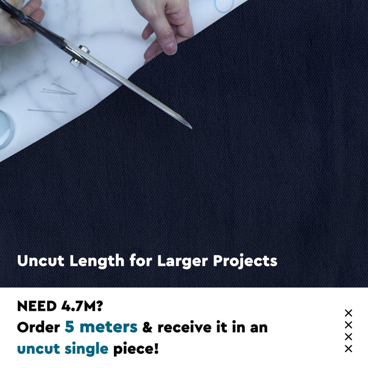 Mercerised Cotton Canvas Fabric, 100x150 cm Wide | Sold by the Metre, Cut to Length | Fabric For Cushions, Sofa Covers, Light Upholstery, Embroidery, Dress Material