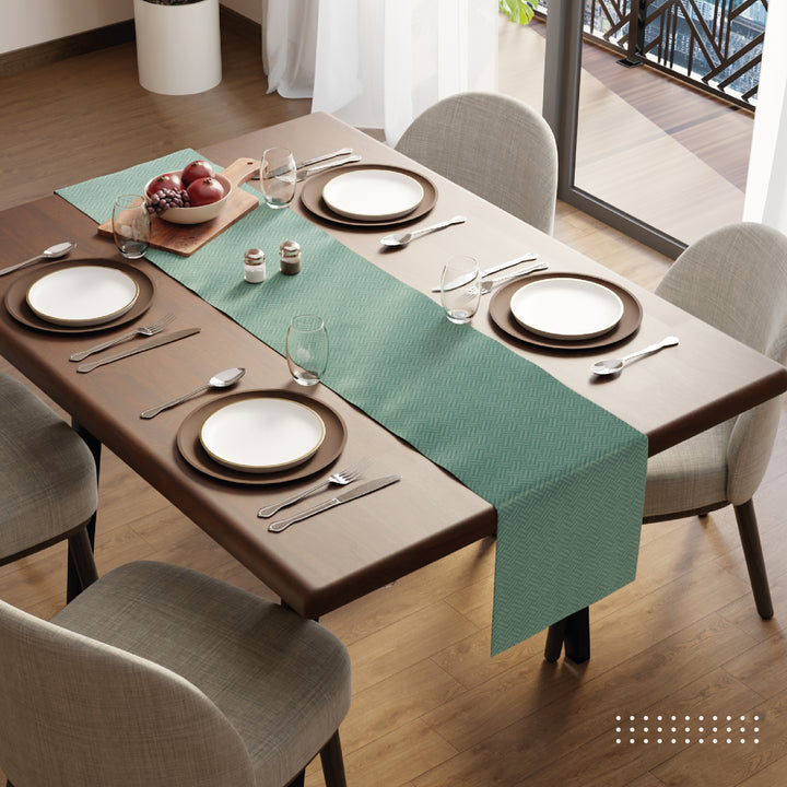 Quilted Velvet Aqua Table Runner