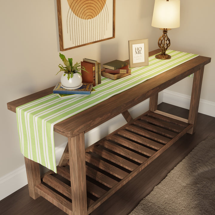 RC Yarn-Dyed Franca Lime Stripes Table Runner (Pack of 1)